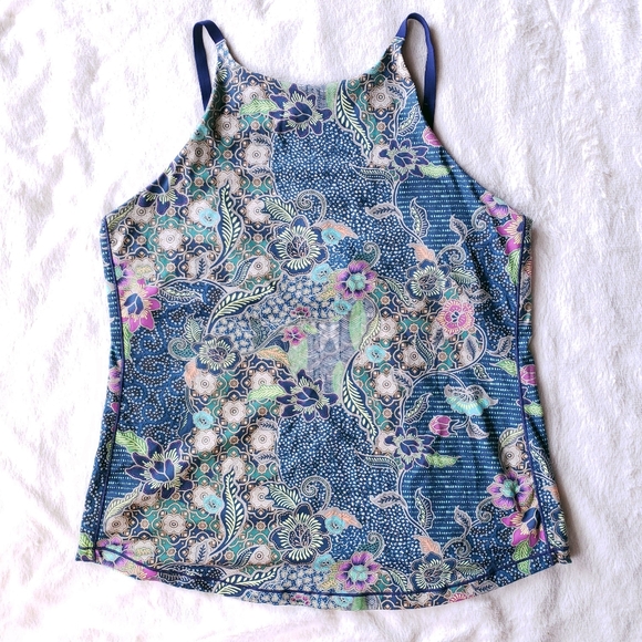 Prana Other - Prana Blue Filigree Floral One Piece Swim Top